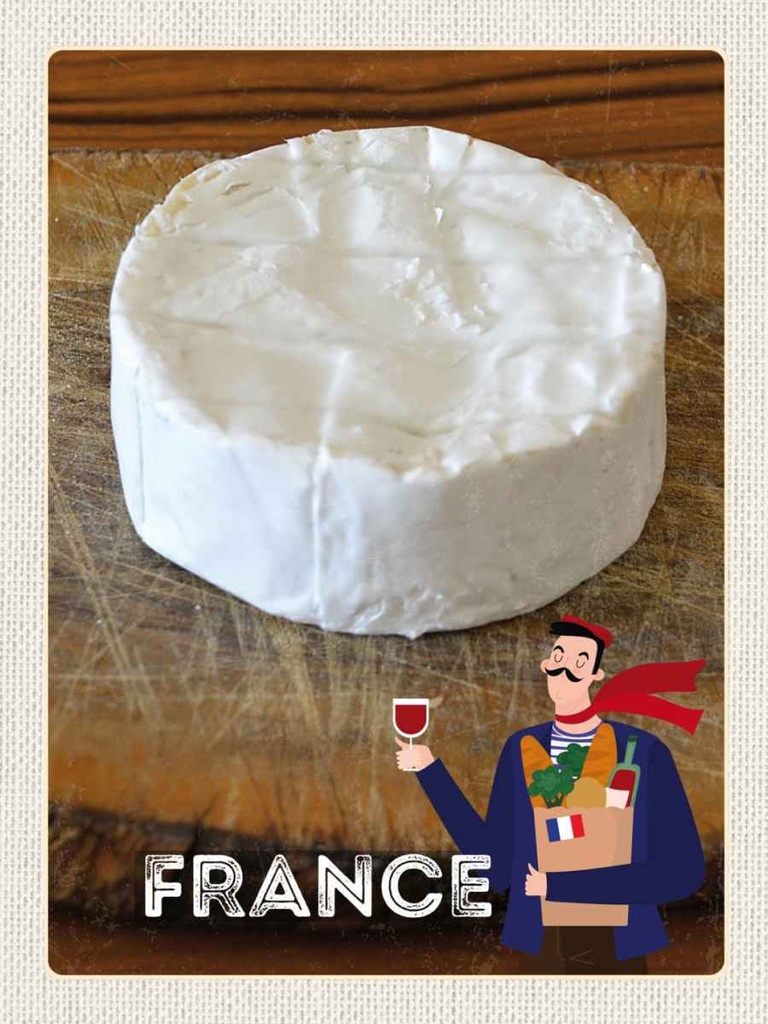 Holzschild 40x30 cm Frankreich Camembert Käse Baguette Bildmotiv Reisemotiv Europa