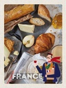 Holzschild 40x30 cm Frankreich Camembert Croissant Birne Bildmotiv Reisemotiv Europa