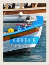 Holzschild 40x30 cm Greece Griechenland Sommer Boot Meer Bildmotiv Reisemotiv Europa