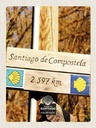 Holzschild 40x30 cm Spanien Santiago de Compostela Bildmotiv Reisemotiv Straße Stadt