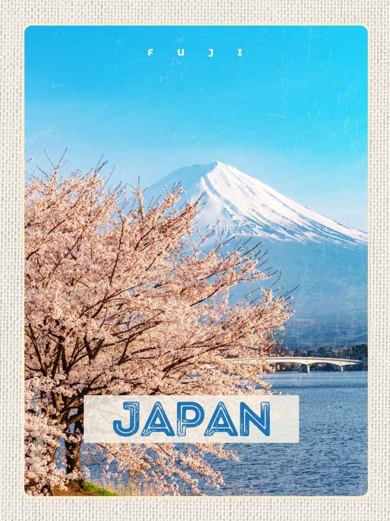 Holzschild 40x30 cm Japan Asien Schnee Winter Gebirge Bildmotiv Reisemotiv Abenteuer Reisen