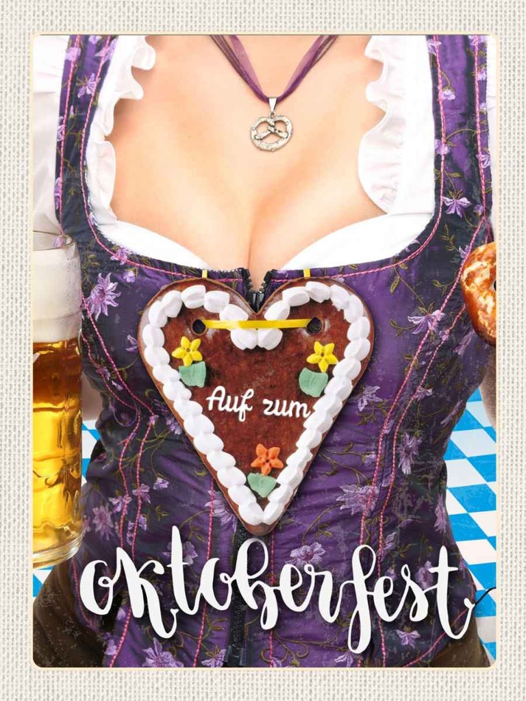 Holzschild 40x30 cm Oktoberfest München Dirndl Brezel Deutschland