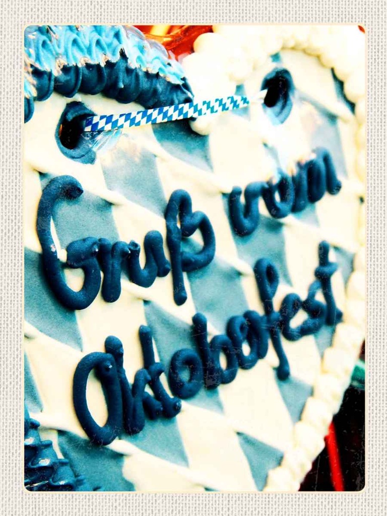 Holzschild 40x30 cm Münchener Oktoberfest Lebkuchen blau Deutschland