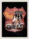 Holzschild 40x30 cm USA Amerika Route US 66 Motorrad Frau Bildmotiv Reisemotiv