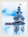 Holzschild 40x30 cm San Francisco Gebäude USA Flagge Turm Bildmotiv Reisemotiv Amerika