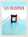 Holzschild 40x30 cm San Francisco Brücke Himmel blau Bildmotiv Reisemotiv Amerika USA