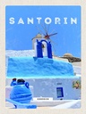 Holzschild 40x30 cm Santorini Greece Griechenland blau Bildmotiv Reisemotiv Europa