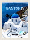 Holzschild 40x30 cm Santorini Greece Gebäude weiß blau Bildmotiv Reisemotiv Europa