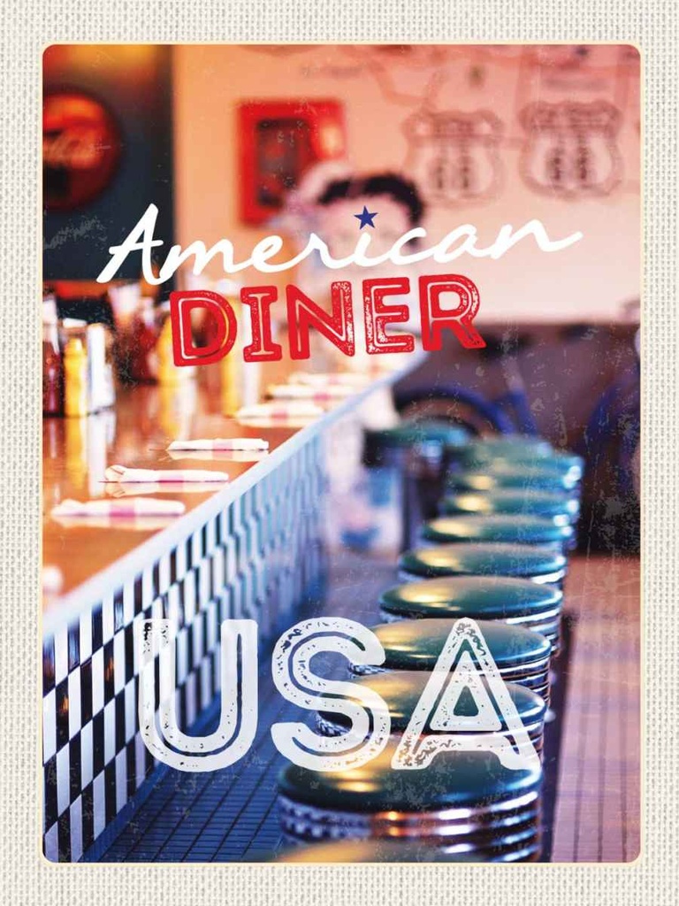 Holzschild 40x30 cm Amerika USA Diner Restaurant Bildmotiv Reisemotiv