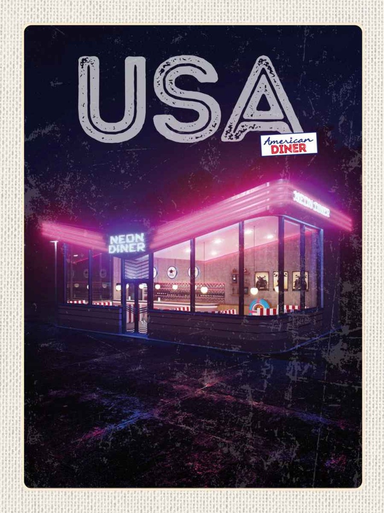 Holzschild 40x30 cm Amerika Diner Restaurant Fast Food Bildmotiv Reisemotiv USA