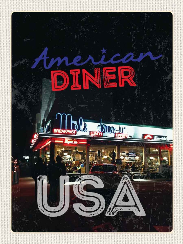 Holzschild 40x30 cm USA Diner Restaurant Lunch Dinner Bildmotiv Reisemotiv Amerika