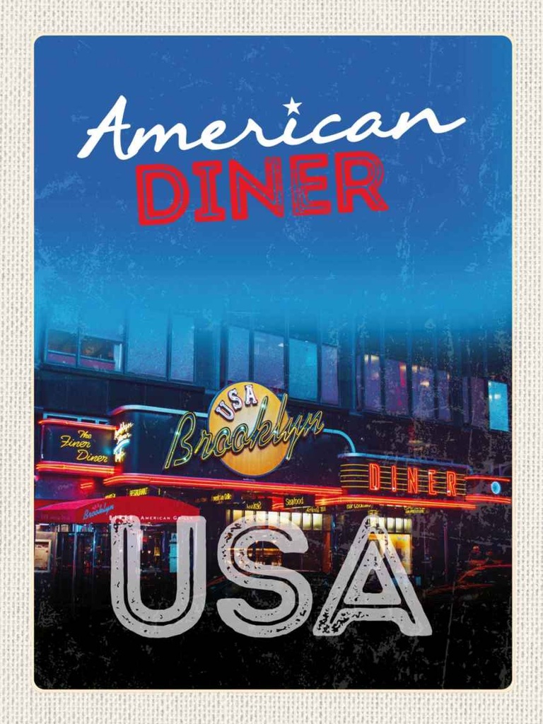 Holzschild 40x30 cm USA Broklyn Restaurant Diner Essen Bildmotiv Reisemotiv Amerika