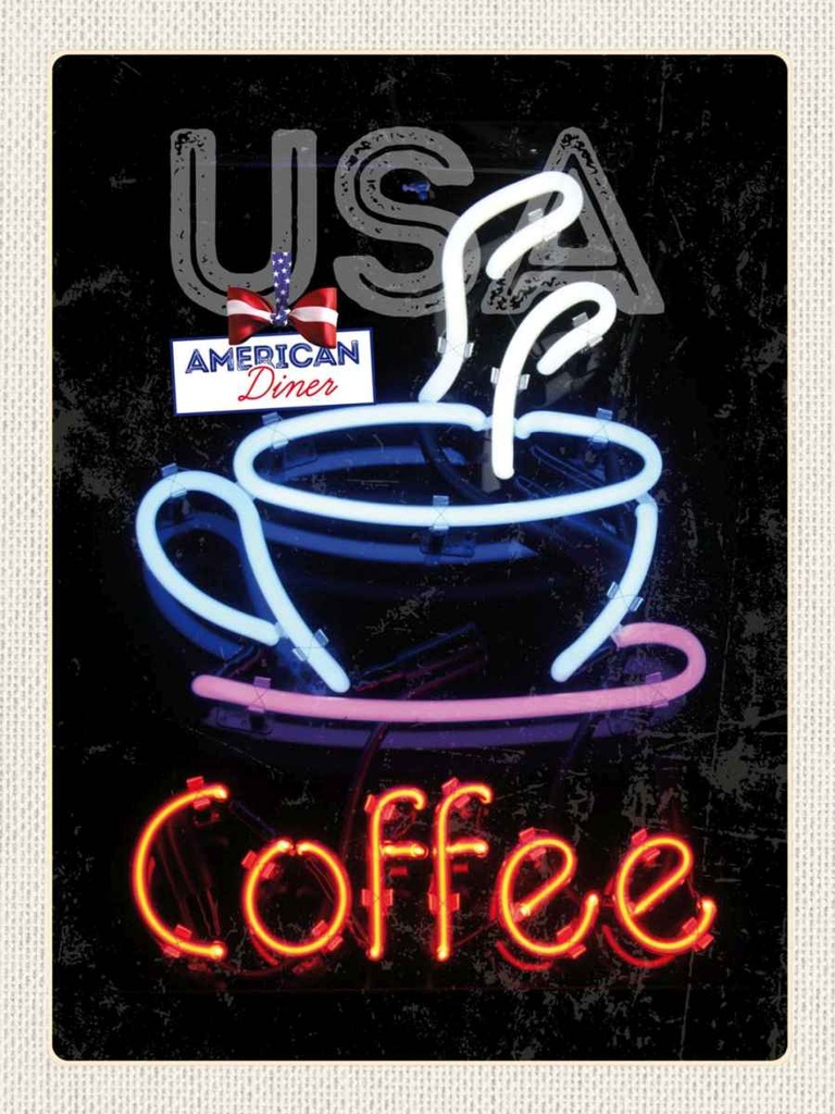 Holzschild 40x30 cm USA Amerika Kaffee Tee Kuchen Bildmotiv Reisemotiv