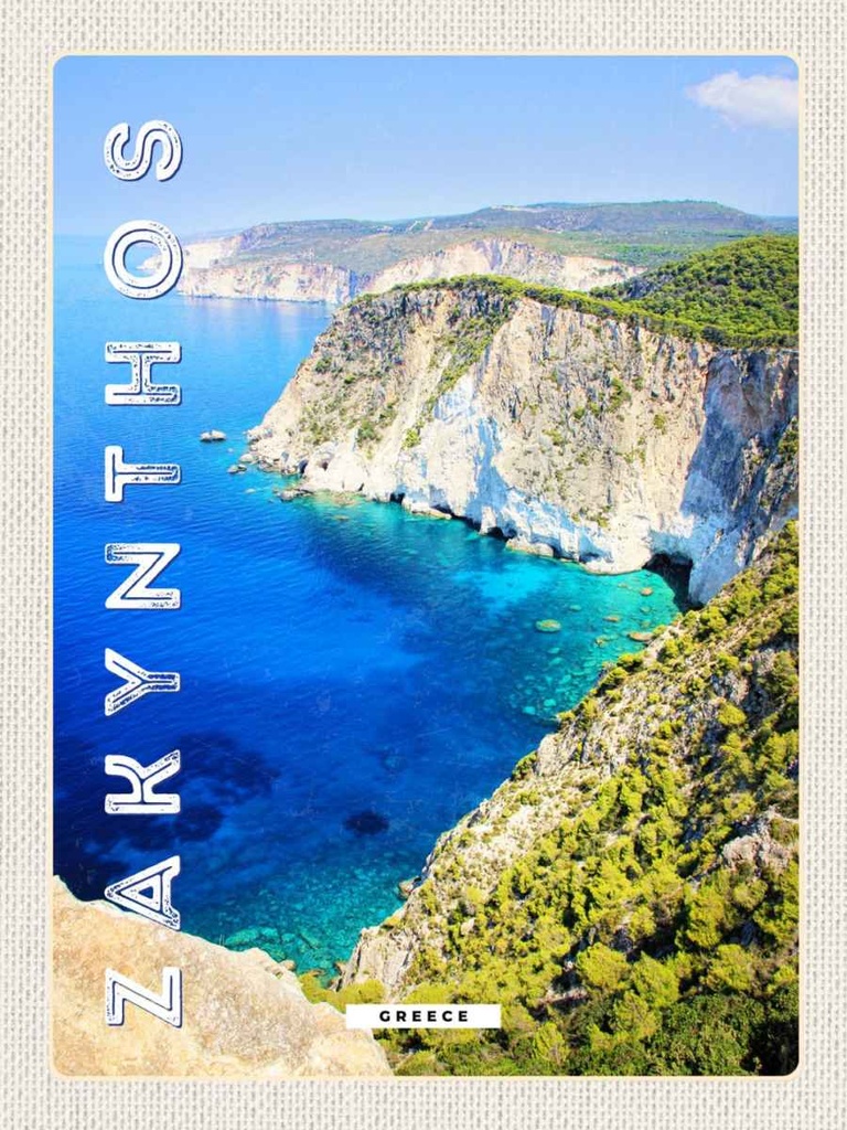 Holzschild 40x30 cm Zakynthos Greece Griechenland Meer Bildmotiv Reisemotiv Europa