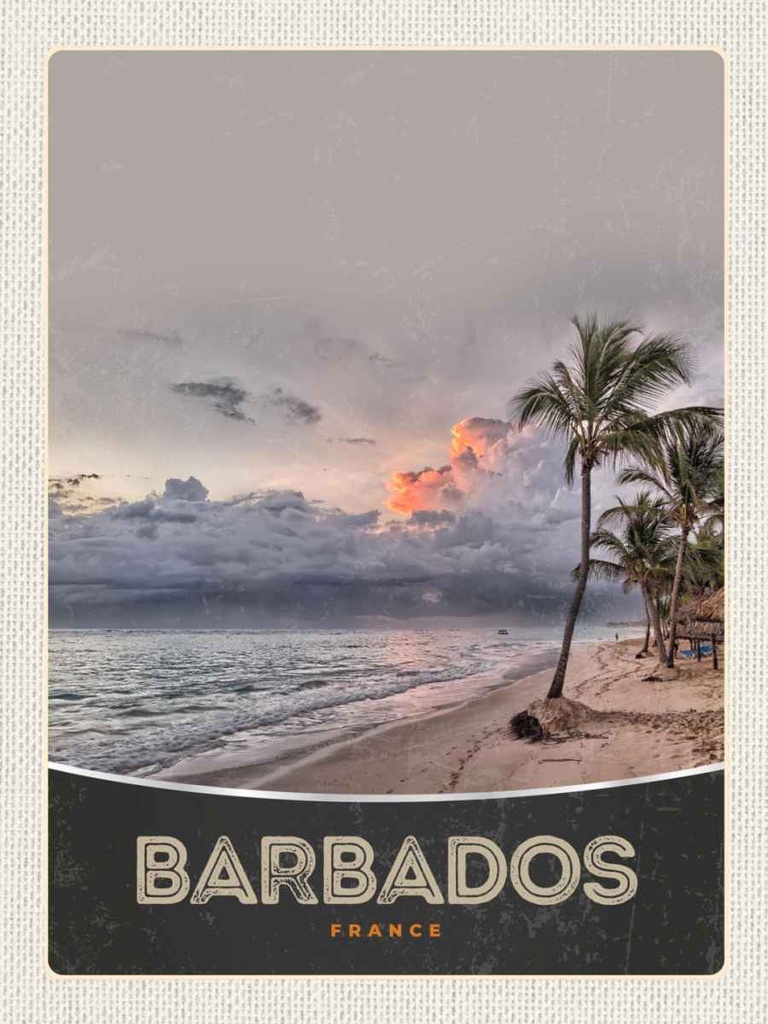 Holzschild 40x30 cm Barbados Strand Meer Unwetter Bildmotiv Reisemotiv Abenteuer Reisen