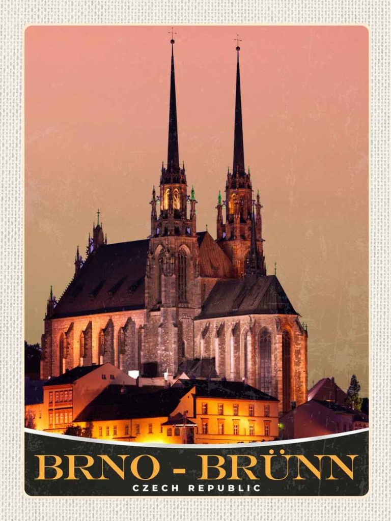 Holzschild 40x30 cm Brno-Brünn Tschechien Sehenswürdigkeit Bildmotiv Reisemotiv Europa