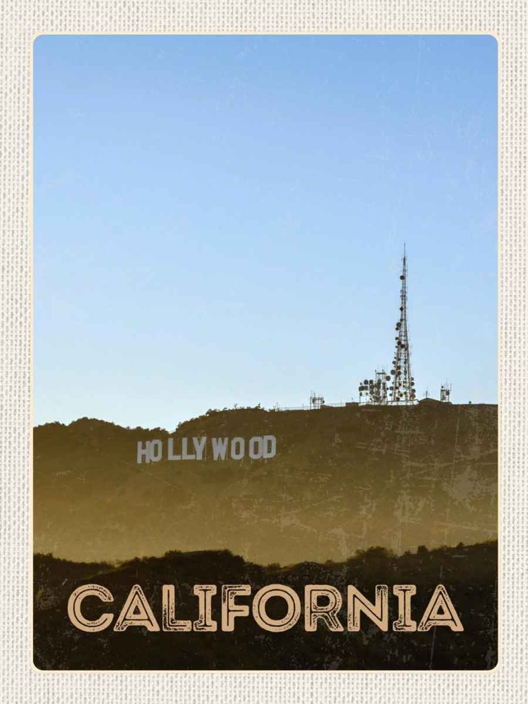 Holzschild 40x30 cm California Amerika Hollywood Star Bildmotiv Reisemotiv USA