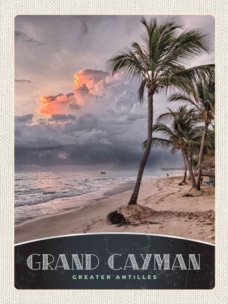 Holzschild 40x30 cm Grand Cayman Karibik Amerika Insel Bildmotiv Reisemotiv Europa