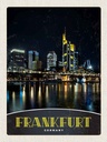 Holzschild 40x30 cm Frankfurt Deutschalnd Nacht Brücke Bildmotiv Reisemotiv Deutschland