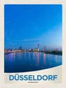 Holzschild 40x30 cm Düsseldorf Fluss Stadt Brücke Turm Bildmotiv Reisemotiv Deutschland