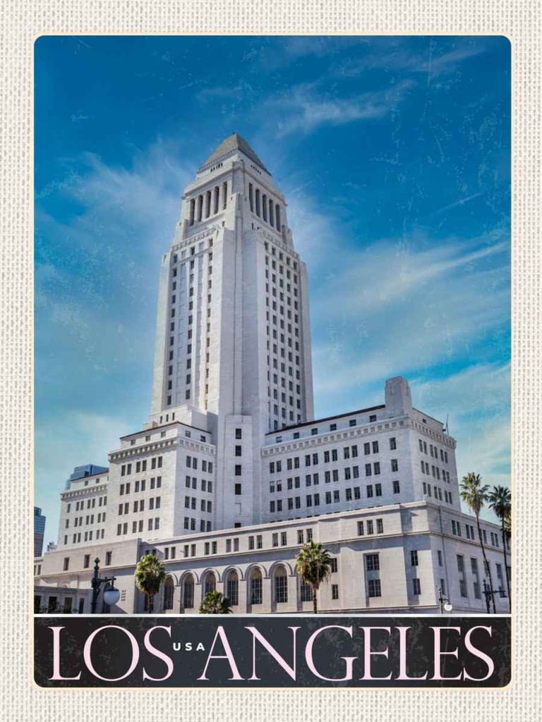 Holzschild 40x30 cm Los Angeles USA Amerika Hochhaus Bildmotiv Reisemotiv