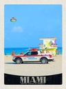 Holzschild 40x30 cm Miami USA Amerika Ozeanrettung Wagen Bildmotiv Reisemotiv