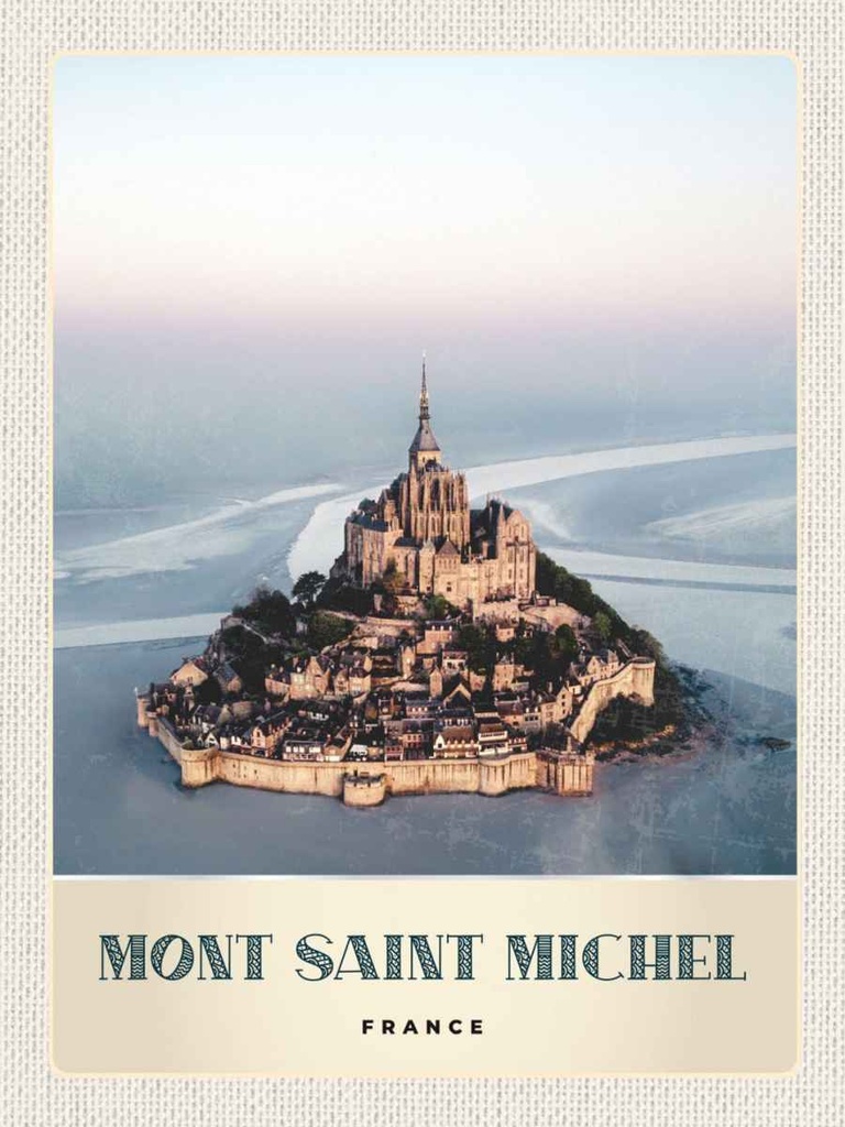 Holzschild 40x30 cm Moint Saint Michel Frankreich Stadt Bildmotiv Reisemotiv Europa