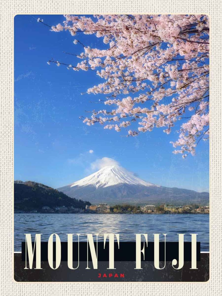 Holzschild 40x30 cm Mont Fuji Japan Asien Meer Natur Bildmotiv Reisemotiv Abenteuer Reisen