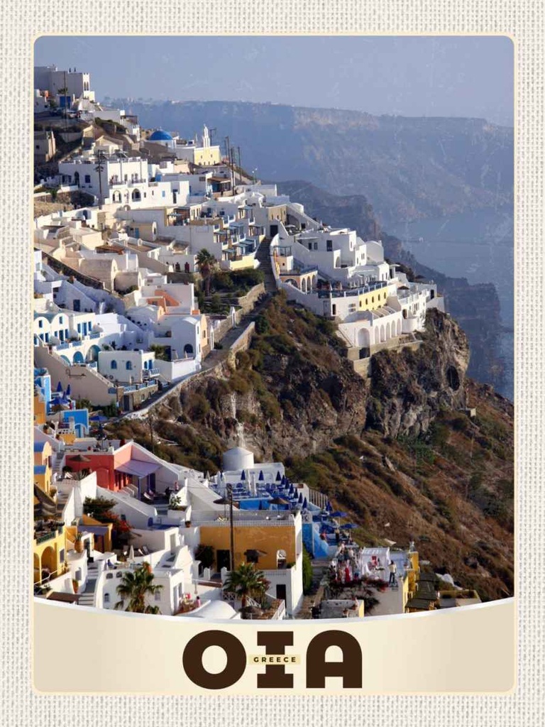 Holzschild 40x30 cm Oia Greece Griechenland Europa Insel Bildmotiv Reisemotiv