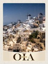Holzschild 40x30 cm Oia Greece Insel Griechenland Bildmotiv Reisemotiv Straße Stadt