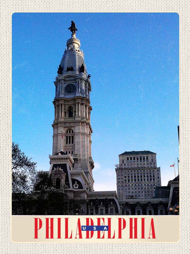 Holzschild 40x30 cm Philadelphia USA Amerika Architektur Bildmotiv Reisemotiv