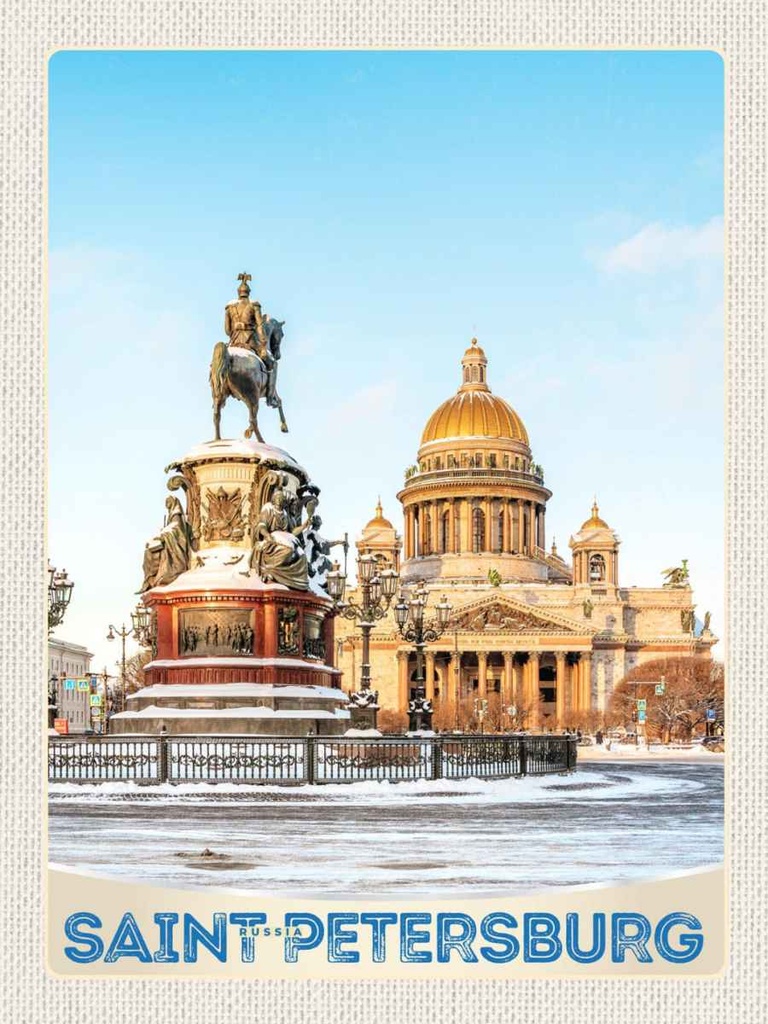 Holzschild 40x30 cm Saint Petersburg Russland Skulptur Bildmotiv Reisemotiv Abenteuer Reisen