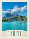 Holzschild 40x30 cm Tahiti Amerika Insel blaues Meer Natur Bildmotiv Reisemotiv USA