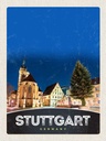 Holzschild 40x30 cm Stuttgart Altstadt Gebäude Architektur Bildmotiv Reisemotiv Deutschland