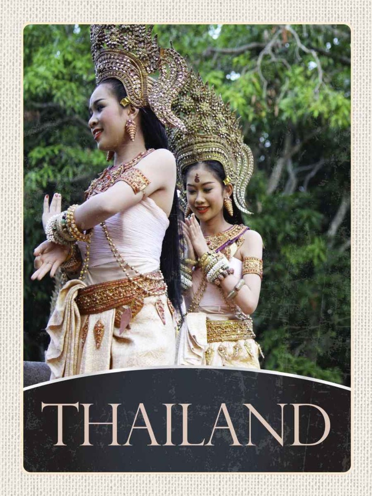 Holzschild 40x30 cm Thailand Tropen Natur Frau Religion Bildmotiv Reisemotiv Abenteuer Reisen
