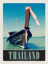 Holzschild 40x30 cm Thailand Meer blaues Boot Natur Bildmotiv Reisemotiv Abenteuer Reisen
