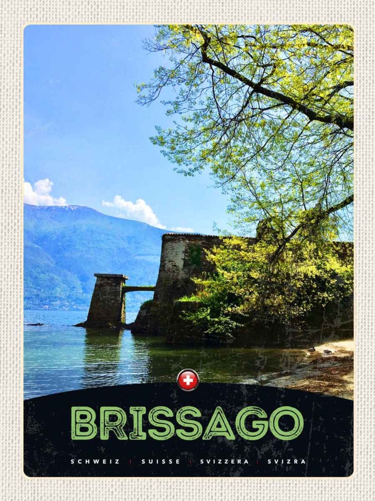 Holzschild 40x30 cm Brissago Schweiz Architektur Bildmotiv Reisemotiv Europa
