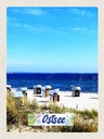 Holzschild 40x30 cm Ostsee Strand Ebbe und Flut Strandkorb Bildmotiv Reisemotiv Europa