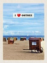 Holzschild 40x30 cm Ostsee Strand Meer Strandkorb Sand Bildmotiv Reisemotiv Europa