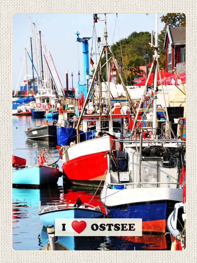 Holzschild 40x30 cm Ostsee Meer Natur Boote Bootstour Bildmotiv Reisemotiv Europa