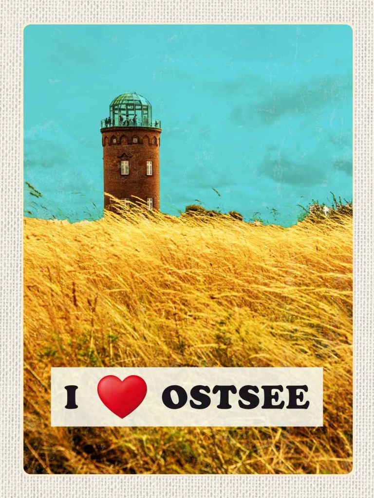 Holzschild 40x30 cm Ostsee Turm Natur WeideHimmel Bildmotiv Reisemotiv Abenteuer Reisen
