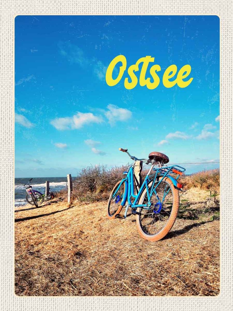 Holzschild 40x30 cm Ostsee Fahrradtour Meer Strand Fahrrad Bildmotiv Reisemotiv Europa