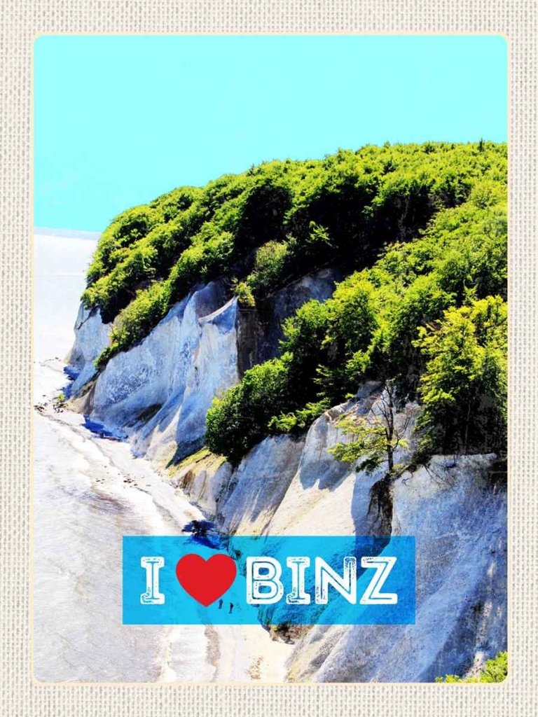 Holzschild 40x30 cm Binz Deutschland Natur Strand Wälder Bildmotiv Reisemotiv Abenteuer Reisen