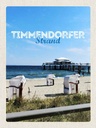 Holzschild 40x30 cm Timmendorfer Strand Strandkörbe Meer Bildmotiv Reisemotiv Europa