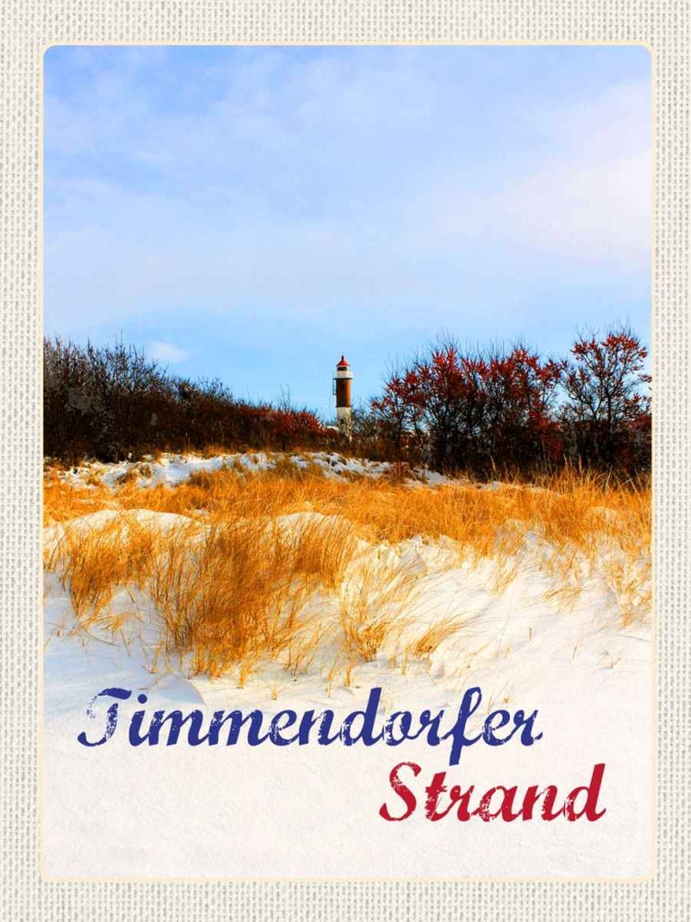 Holzschild 40x30 cm Timmendorfer Strand Leuchtturm rot Bildmotiv Reisemotiv Europa