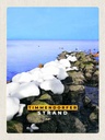 Holzschild 40x30 cm Timmendorfer Strand Steine Schnee Meer Bildmotiv Reisemotiv Europa