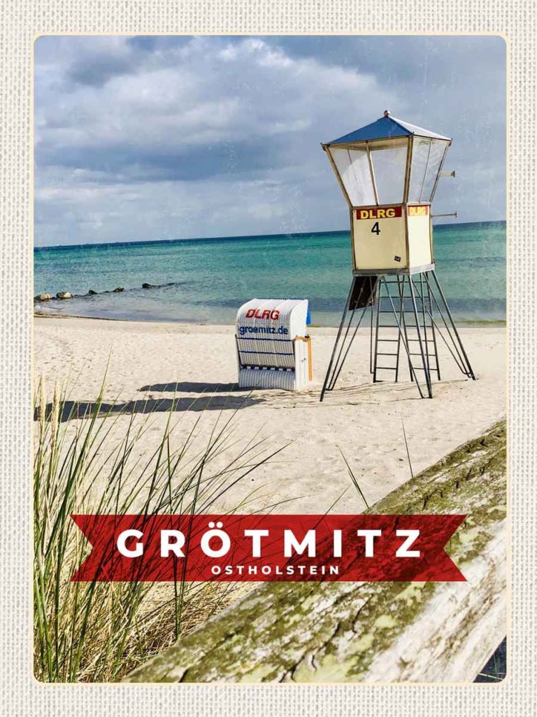Holzschild 40x30 cm Grötmitz Ostholstein Rettungsdienst Bildmotiv Reisemotiv Europa