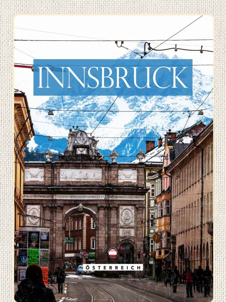 Holzschild 40x30 cm Innsbruck Österreich Aussicht Stadt Bildmotiv Reisemotiv Europa