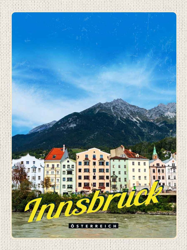 Holzschild 40x30 cm Innsbruck Gebirge Natur Aussicht Stadt Bildmotiv Reisemotiv Europa