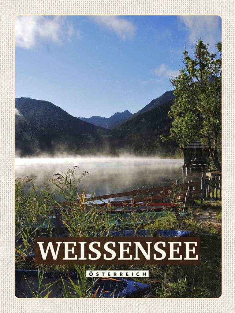 Holzschild 40x30 cm WeissenseeSee Wälder Natur Bildmotiv Reisemotiv Abenteuer Reisen